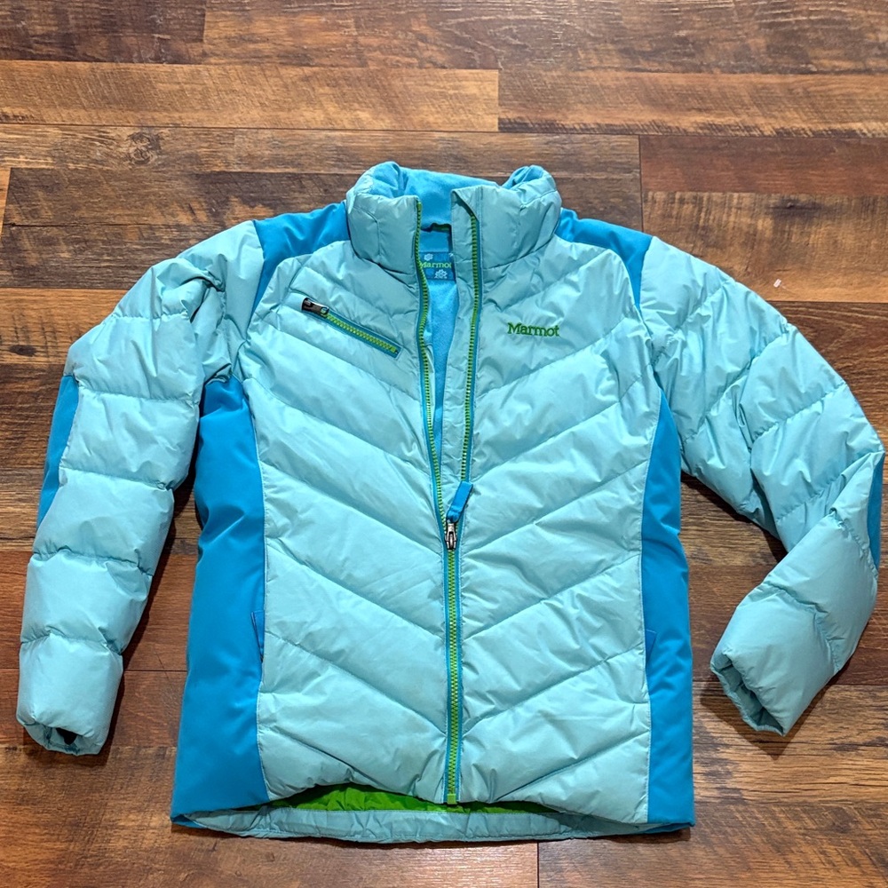 Marmot 650 Fill Kids Light Blue and Teal Puffer Jacket